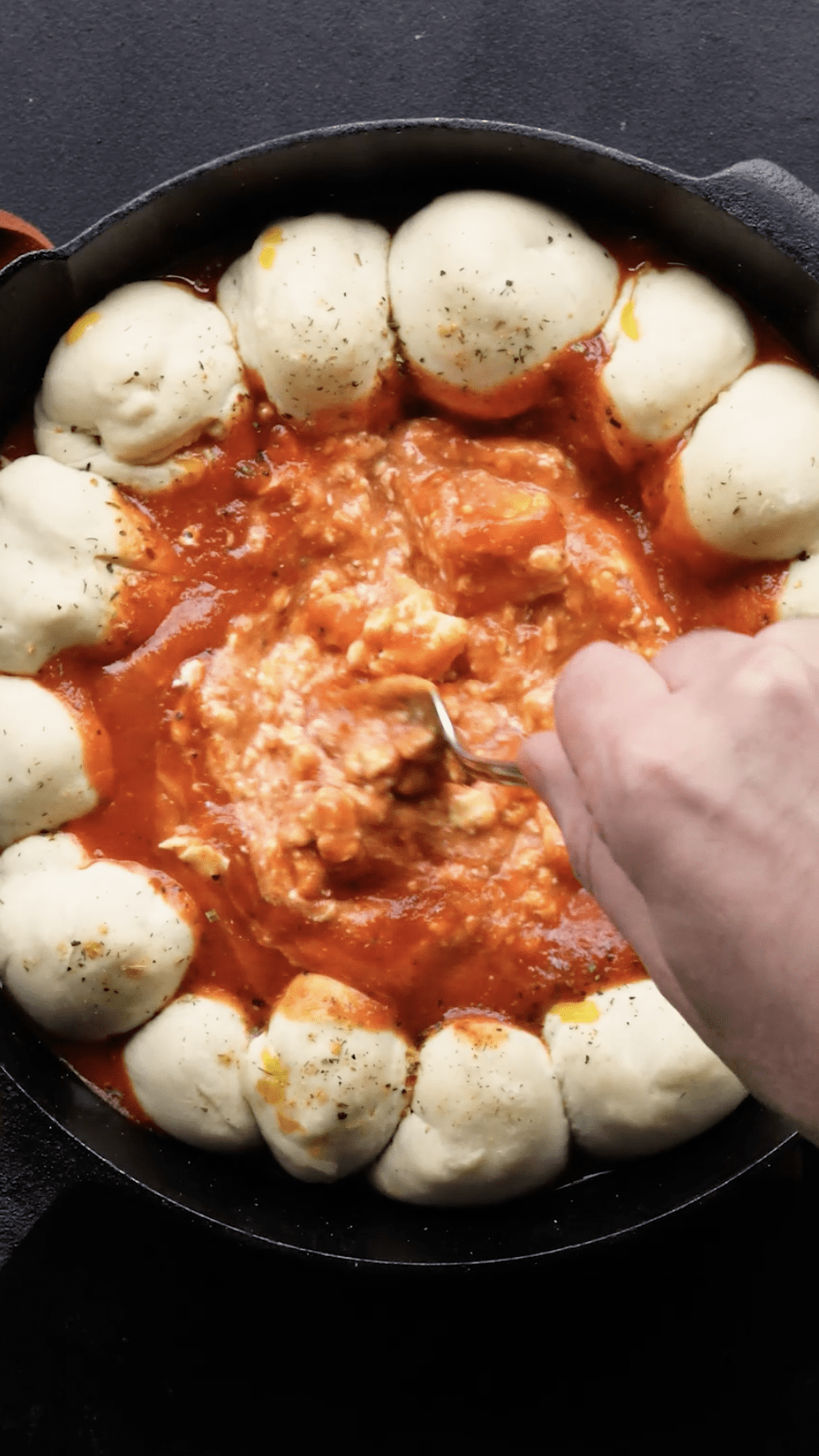 Mixing Pizza Dip